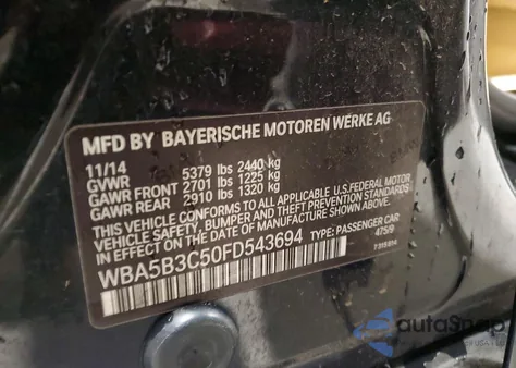 2015 BMW 535 Xi z USA, uszkodzony, nr VIN WBA5B3C50FD543694